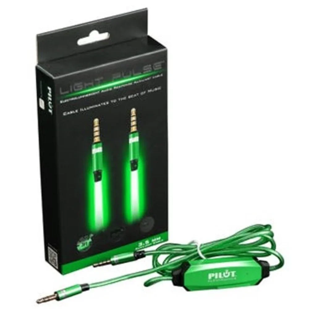 Green Electroluminescent 3 ft AUX Cable